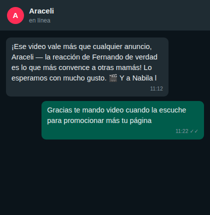Captura de una conversación con un cliente