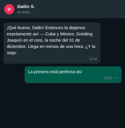 Captura de una conversación con un cliente