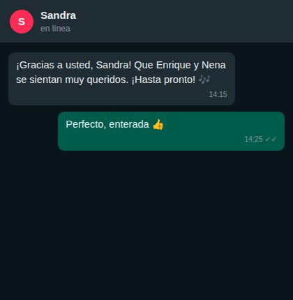 Captura de una conversación con un cliente